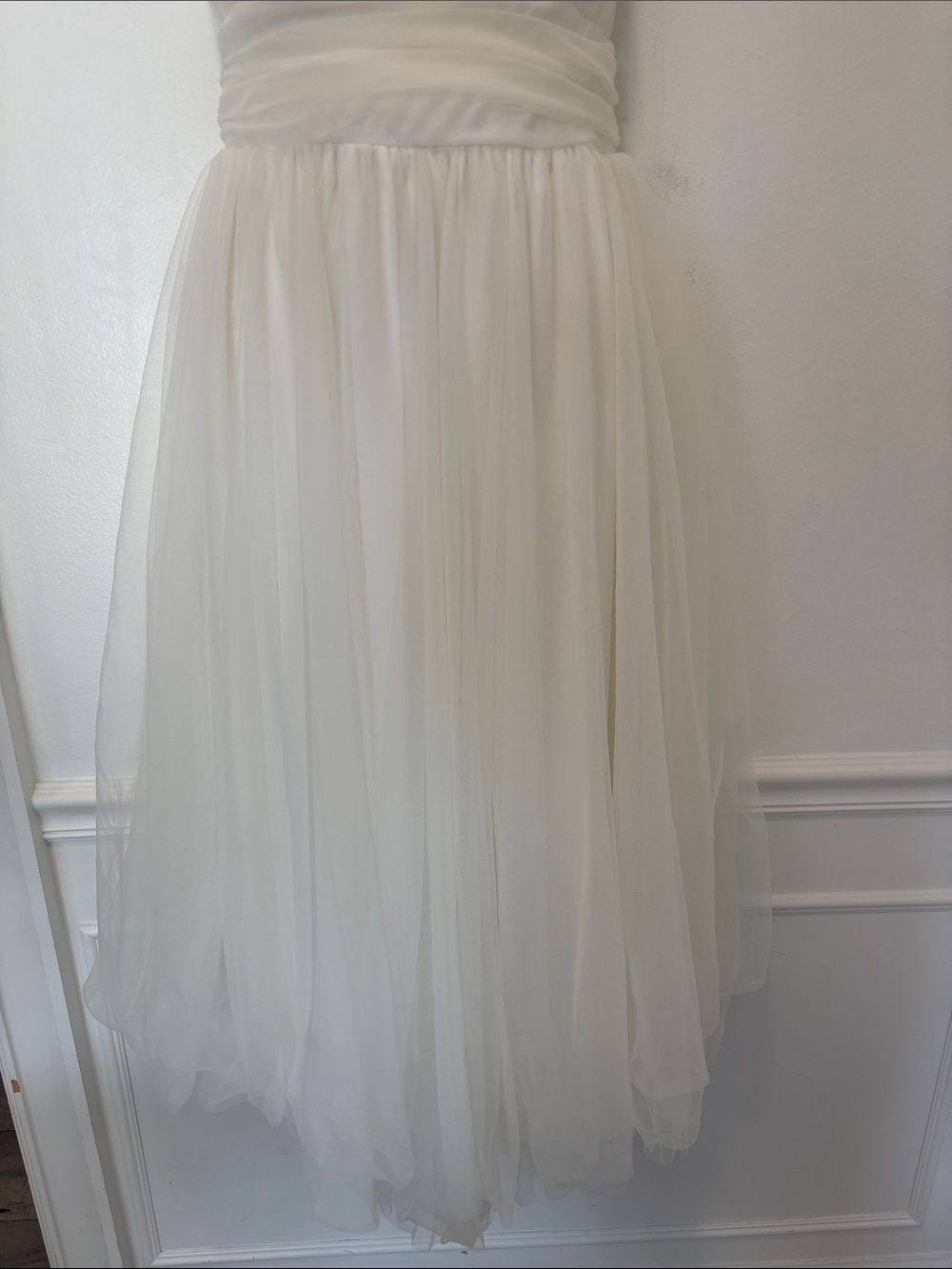 Selfie Leslie Strapless Chic White Romantic Tulle Dress in White NWT Size Large - Picture 6 of 7